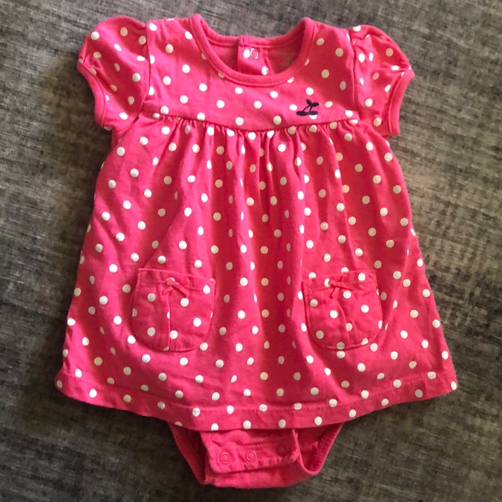 🌖 Carter pink polka dot 12 months dress